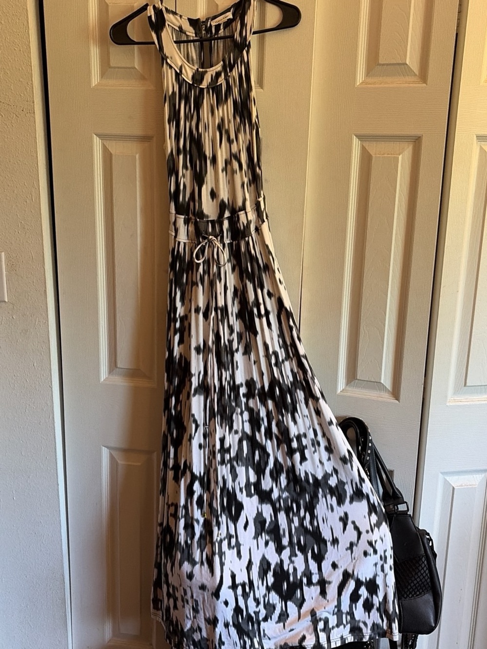 Calvin Klein Black and White Printed Maxi Dress
